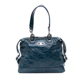 Crinkled Patent Macadam Shoulder Bag